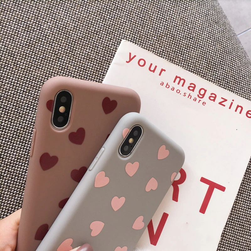 Чехол GlamPhoneCase Cute Love Heart Phone Чехол для iPhone 7 6 Plus XS Max, простые Чехлы для iPhone X XR 8 7 6 S Plus, мягкий чехол из ТПУ