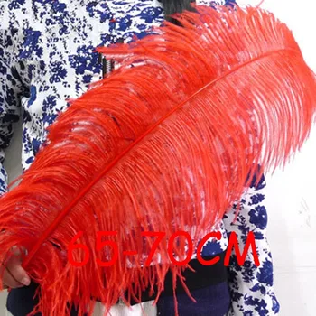 

Wholesale hard rods natural 5pcs/lot 26-28inch/65-70cm Red ostrich feather ostrich plumes ostrich plumage Wedding Decoration