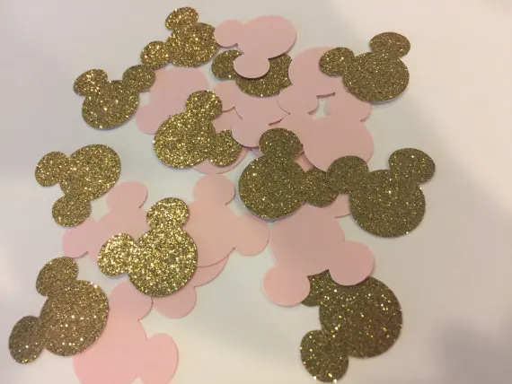 50 шт. детский душ на первый день рождения Минни Маус конфетти-блестящий золотой и розовый/высечки вечерние украшения