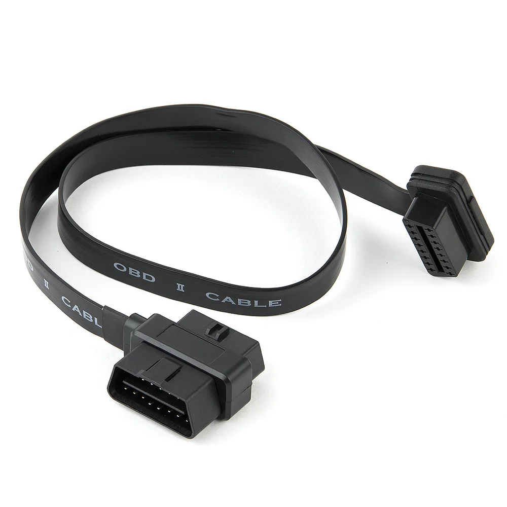 

OBD 2 Flat Thin As Noodle OBDII OBD2 16Pin ELM327 Male To Female Elbow Extension Cable High Quality