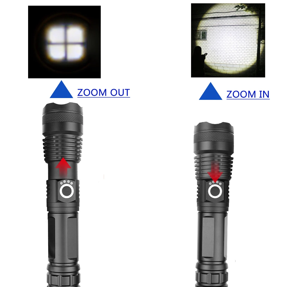 Светодиодный фонарик cree xhp50, зарядка через usb, растягивающийся, ударопрочный, мощный, 18650 или 26650, перезаряжаемый фонарик
