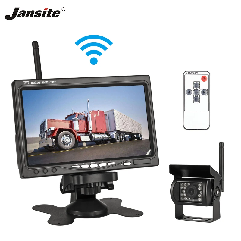 

Jansite 7" Wireless Car monitor TFT LCD Car Rear View Monitor Parking Rearview System for Backup Reverse Cameras Support Auto TV