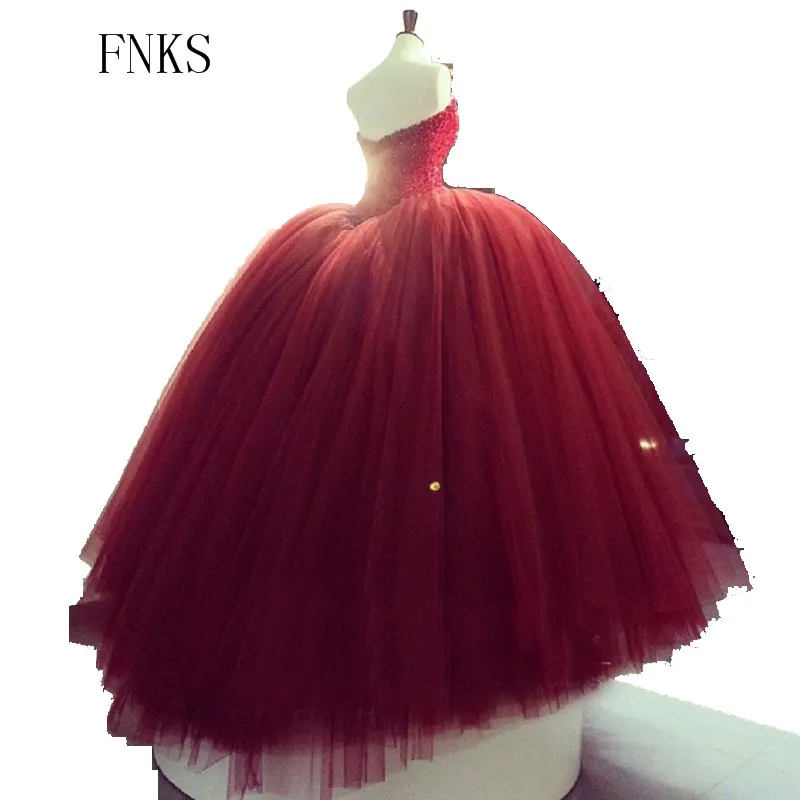 2017 Marsala Red Wedding Dresses Beaded Crystals Y V Neck Ball 2017 Marsala Red Wedding Dresses Beaded Crystals Y V Neck Ball Gown Bridal Dress Corset Puffy Tulle Gowns Basque In From Weddings