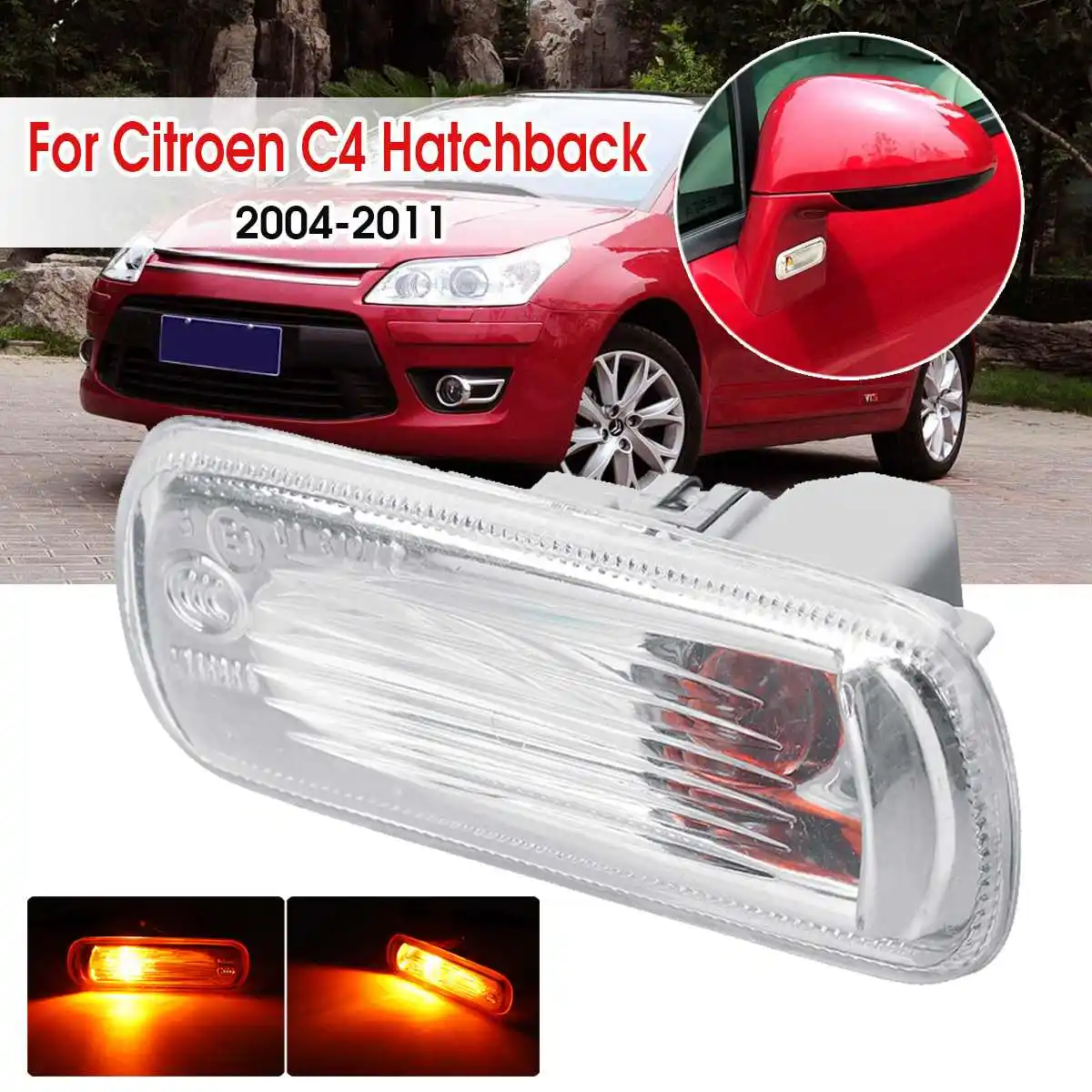 

LED Side Mirror Indicator Amber Light Replace Car Rearview Mirror Turn Side Light With Bulbs For Citroen C4 Hatchback 2004-2011