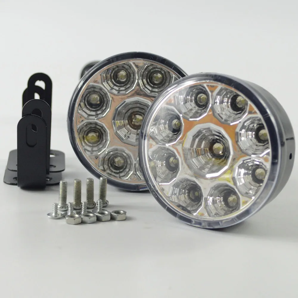2pcs Car 9 DRL LED Daytime Running Lights Round headlight Fog LED Work