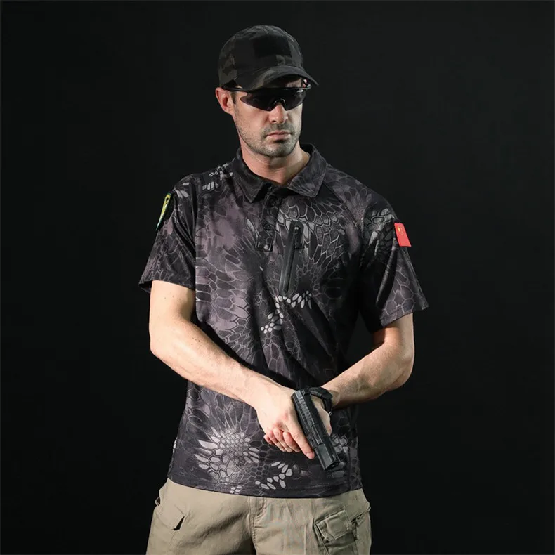 Высококачественная уличная камуфляжная футболка для охоты, Мужская дышащая армейская тактическая Боевая футболка, военная сухая Спортивная камуфляжная походная футболка
