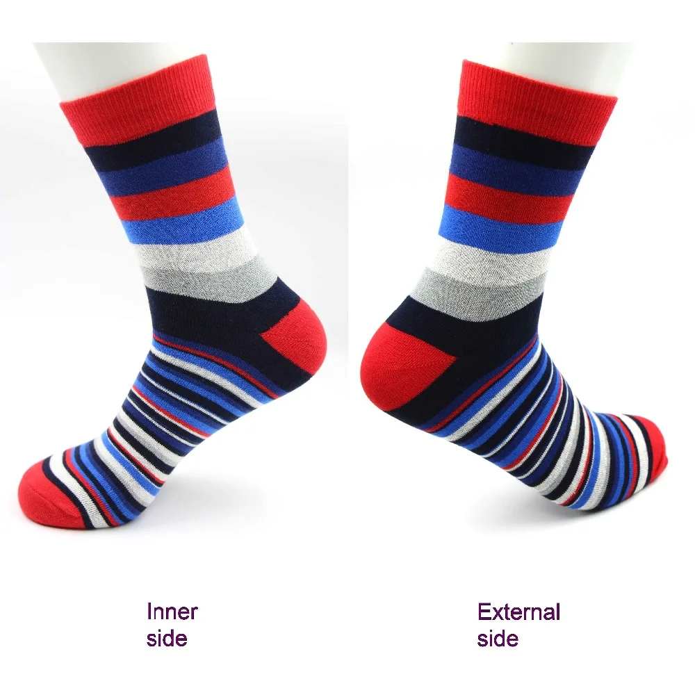 

Gifts for men funny hip hop style striped pattern cotton compression stocks winter animal casual happy Red mouth