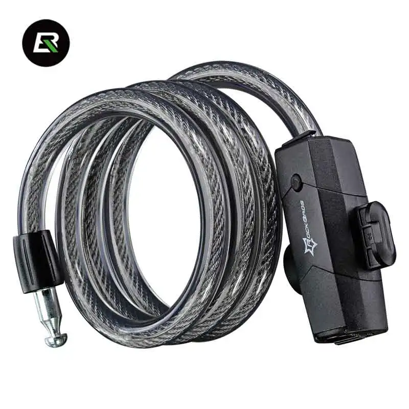 Top Rockbros 2 in 1 Bike Accessories Bicycle Light+Lock USB Rechargeable Waterproof Taillight 1.2 m Copper Wheel Lock Light Ciclismo 3