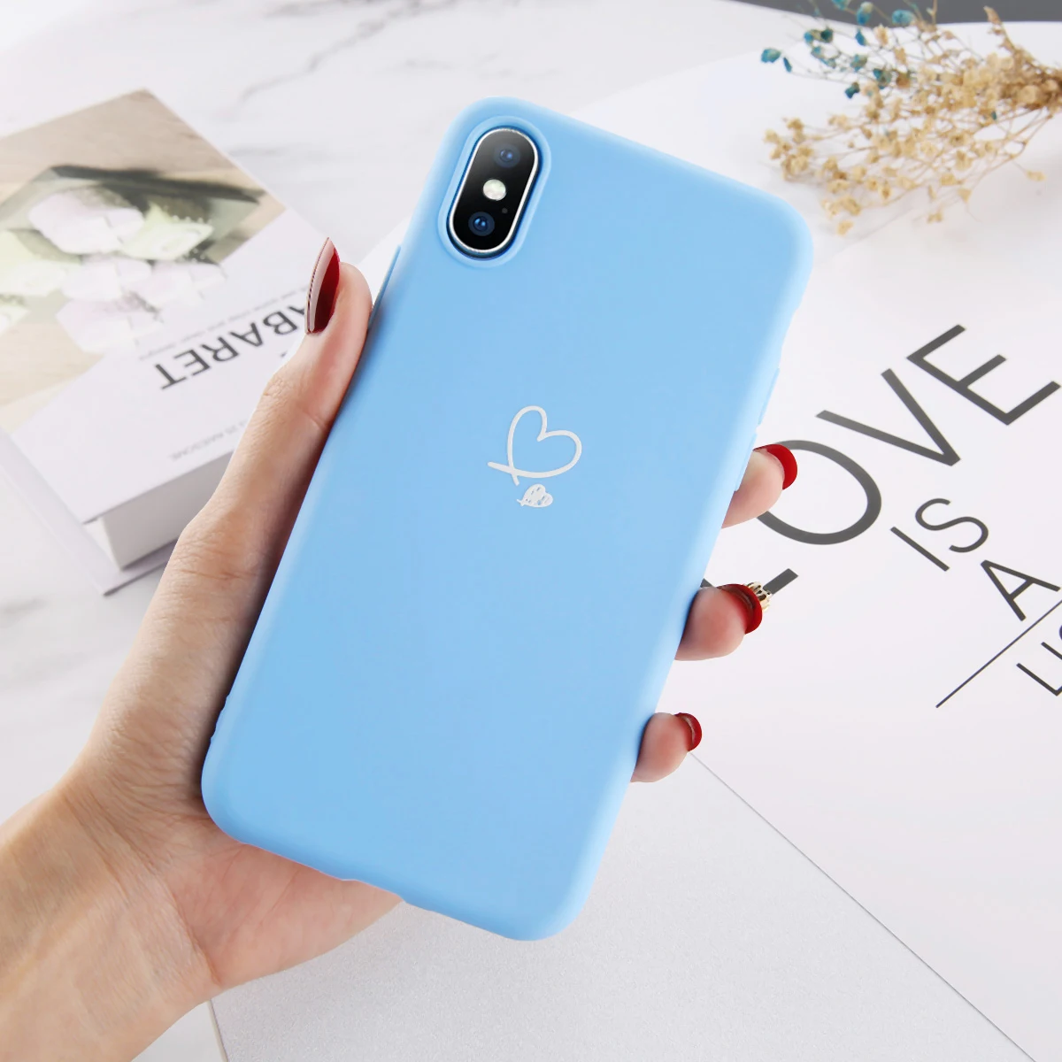 Blue Lovebay разноцветное сердце «любовь» чехол для iPhone 6 6S 7 8 Plus 11 Pro X XR XS Max 5 5S SE карамельный цвет чехол для телефона мягкий ТПУ задняя крышка - Цвет: Blue