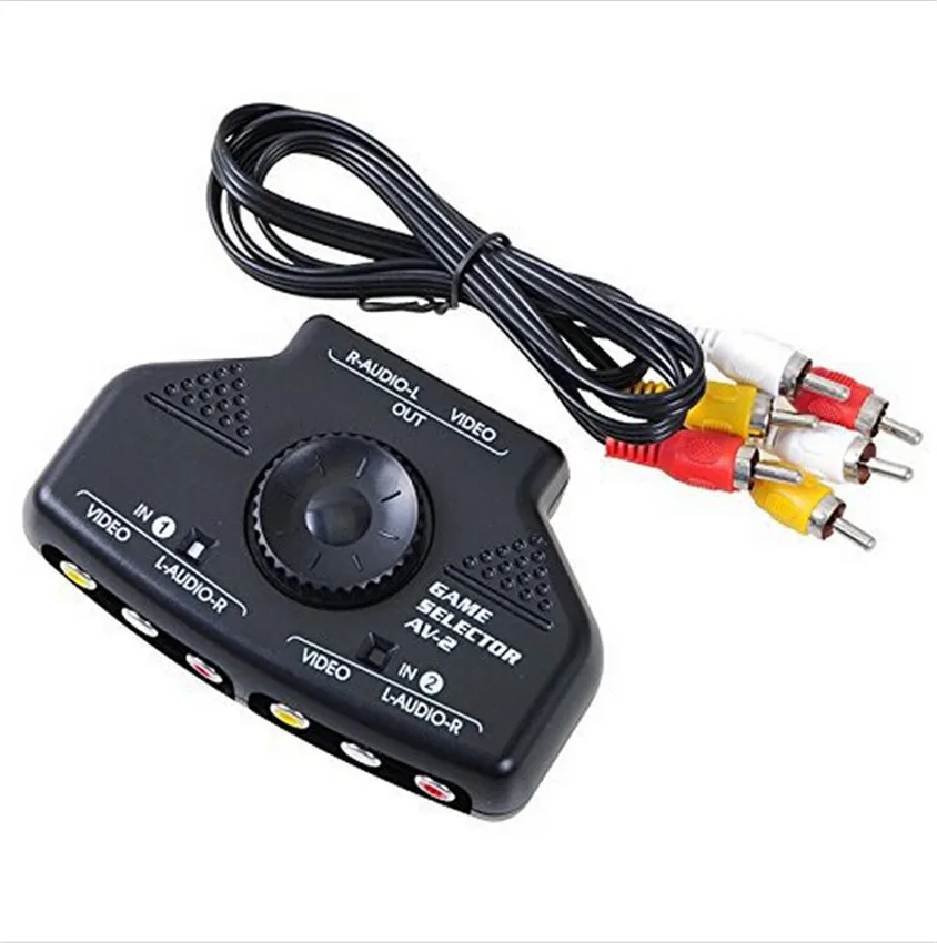 2 Port Input 1 Output Audio Video AV RCA Game Switch Selector Box ...