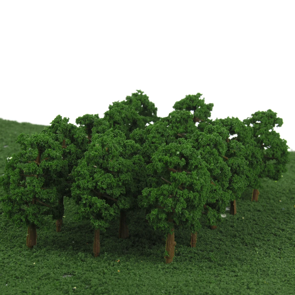 20Pcs 1:150 Scale Plastic Model Trees Train Railroad Railway Street Scene Architecture Layout Scenery Dark Green 8cm