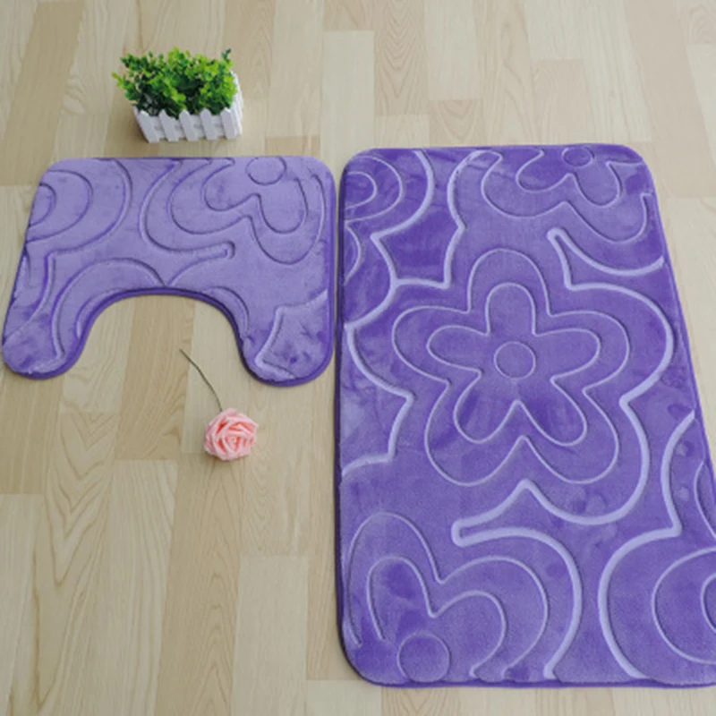 

80*50cm Bathroom Accessories Set Toilet Bath Shower Pad Rug Coral Fleece Mat Soft Bath Mats Home Decals Bathroom Floor