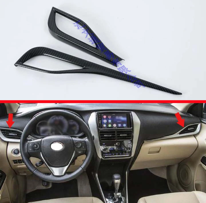 Us 21 96 21 Off For Toyota Vios 2019 Car Decoration Carbon Fiber Style Air Vent Outlet Cover Dashboard Trim Bezel Frame Molding Garnish In Interior