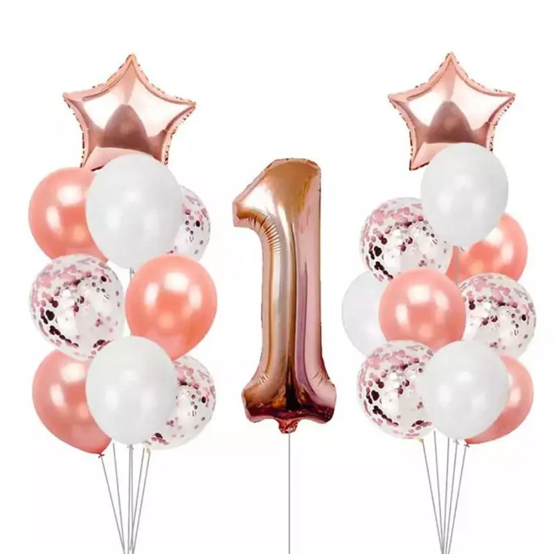 STARLZMU, 1-й день рождения, фольгированный воздушный шар, набор для дня рождения, украшение, Детские гелиевые шары, голубые для мальчика, розовые для девочки, воздушные шары
