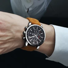 Мужские часы BENYAR люксовый бренд Кварцевые Спортивные Водонепроницаемые кожаные часы Военные мужские часы с хронографом Relogio Masculino