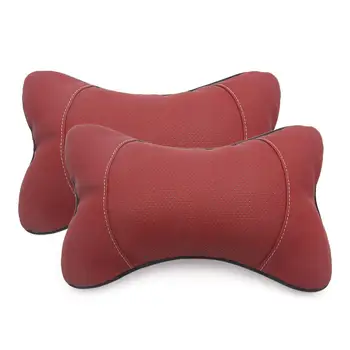 

uxcell 2Pcs Fuax Leater Red Bone Shape Seat Neck Rest Pillow Car Headrest Cushion Pad