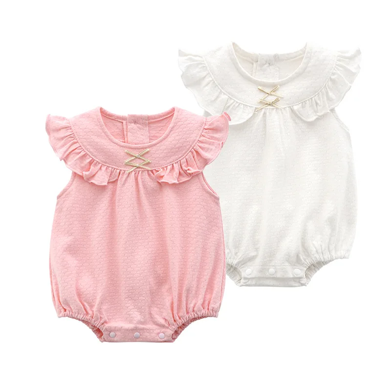 New Summer Baby Girl Cotton Sleeveless Bodysuit Toddle Girl White ...