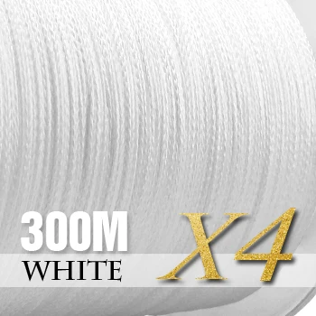SIECHI Fishing Braid 300M 4 Strands Multifilament Fishing line Carp Fishing 12 15 20 30 38 43 52 62 83lb 300m-White