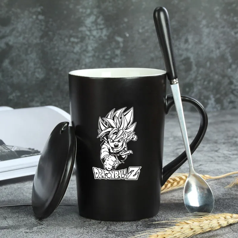 В стиле аниме «Драконий жемчуг зет кружка с крышкой и ложкой 420 мл сын Goku vegeta Frieza Рисунок керамическая чашка для кофе с молоком