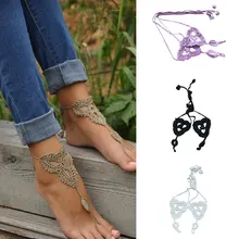 Дамы ножной браслет цепи крючком хлопка трикотажные ног цепь yoga танцы босиком сандалии ноги ювелирные изделия способа женщин cx17