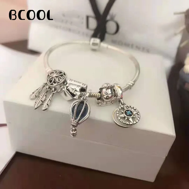 

Fashion Charm Silver 925 Original Bracelet 1:1 Copy, Fit Women's Dream Catcher Hot Air Balloon Bracelet Jewelry Gift.