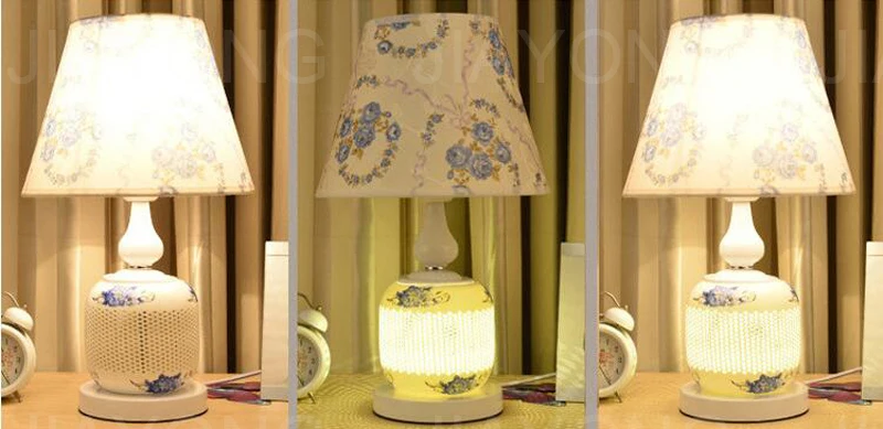 Современный европейский Стиль Керамика Таблица свет AC 90-260 В Настольная лампа Свет для Гостиная Спальня прикроватной тумбочке кабинет офис