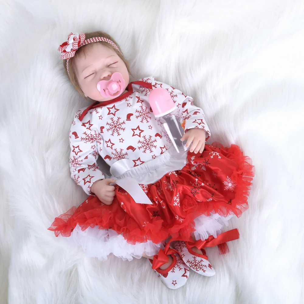 

Factory Wholesale 55CM Cloth Body Reborn Babies Doll Toy Alive Newborn Princess Baby Doll Bonecas Kids Xmas Gift
