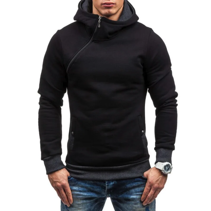 

TOLVXHP Brand 2019 Hoodie Oblique Zipper Solid Color Hoodies Men Fashion Tracksuit Male Sweatshirt Hoody Mens Purpose Tour 3XL