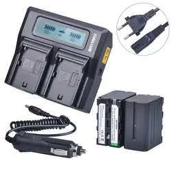 2 шт. NP-F970 F970 NP-F960 Перезаряжаемые Батарея + Ультра 3x быстрее двойной Зарядное устройство Наборы для Sony f975 F970 F960 f950mc1500c 190 P 198 P