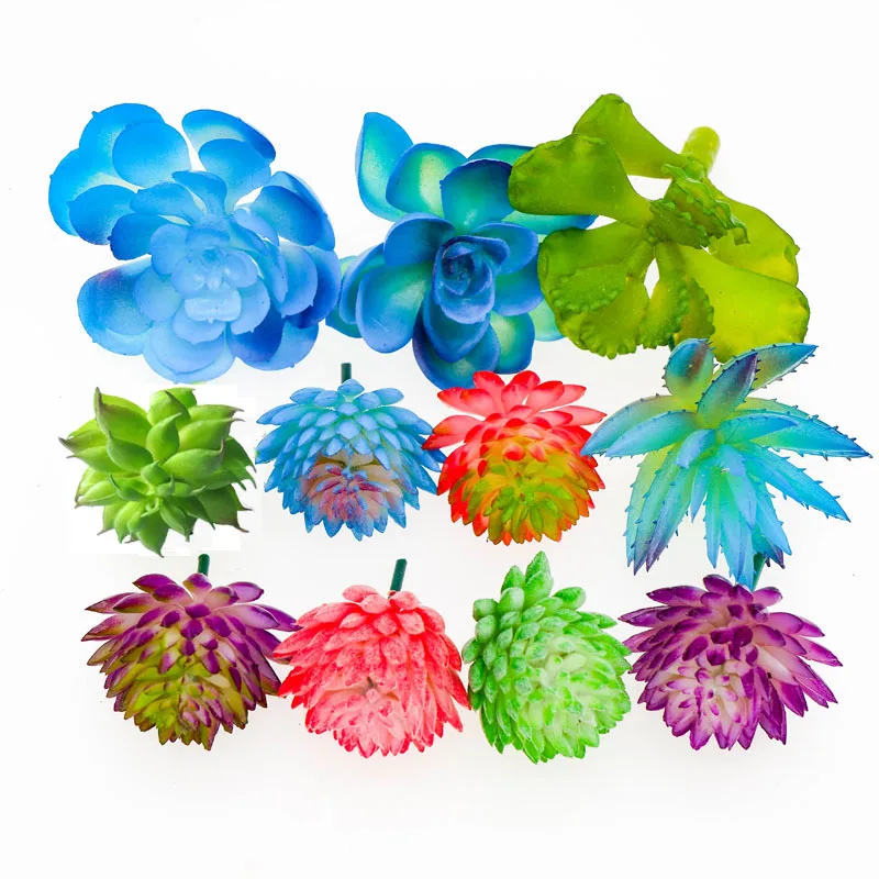 

11pcs Artificial Echeveria Succulent Set Fake Cactus Faux Succulent Stems Bonsai Plastic Decorative Desert Floral Arrangement