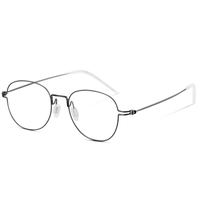 2021 Handmade Titanium Glasses Frame Lightweight Retro Round Optical Prescription Eyeglasses Frame Men Spectacles Women Eyewear Gun Grey