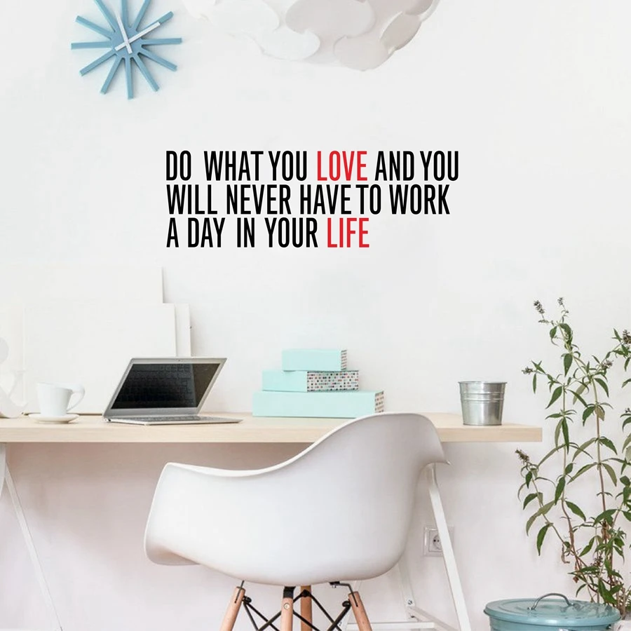 "Do what you love " Inspirational Quotes Vinyl Wall Sticker Work Motivational Wall Art Decals For ffice Study Room Decor in Hair Clips & Pins from