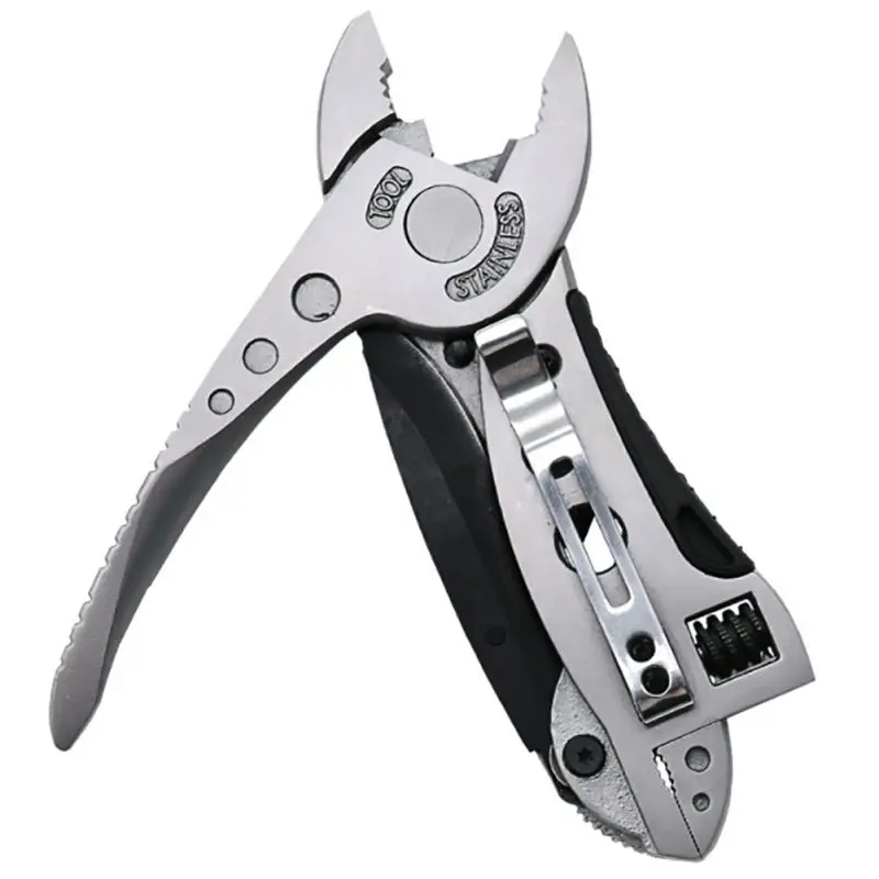 Портативный складной обжимные ключ челюсть + отвертка + плоскогубцы + Ножи многофункциональный инструмент выживания Шестерни для зачистки