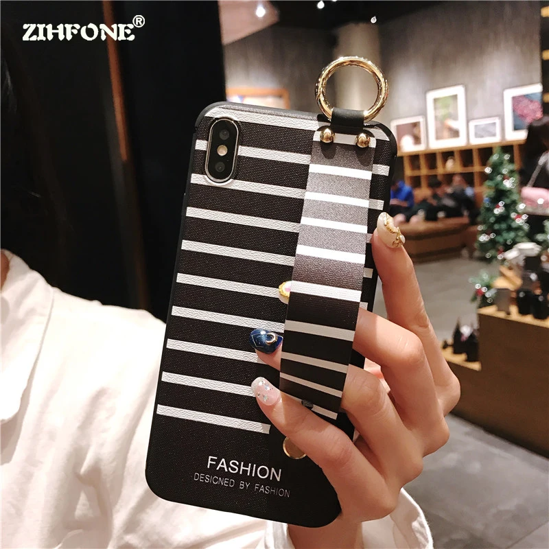 

Fashion Stripe Phone Case For Samsung Galaxy S9 S8 Plus Case For Samsung Galaxy Note 9 8 Silicone Soft Wristband Back Cover Capa