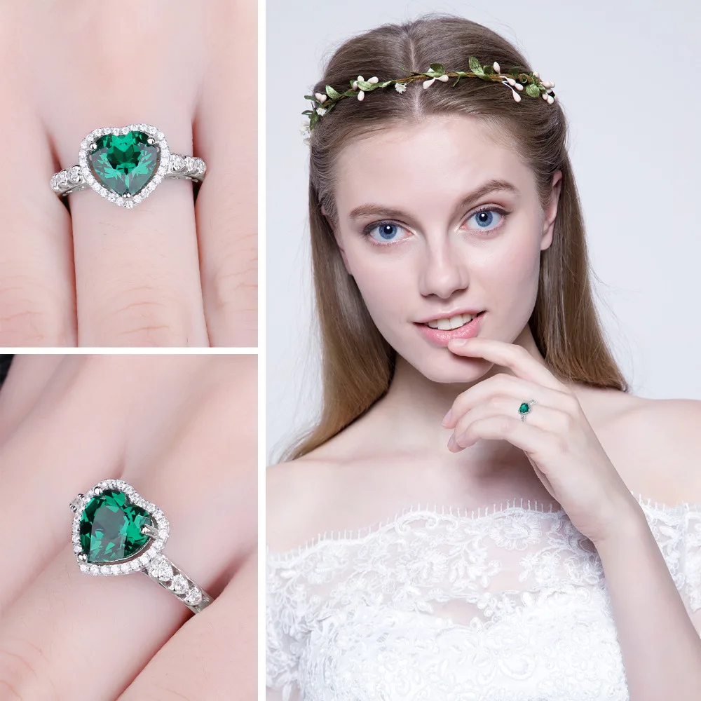 Jewelrypalace Сердце океана 1.8ct создания Изумрудный любовь навсегда Halo Promise Ring 925