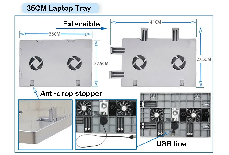  BL OK031 Full Motion Chair Clamping Keyboard Holder Laptop Desk Mouse Pad Notebook Stand with Fan f
