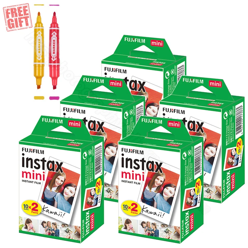 Fujifilm Instax Mini Instant White Film 20-100 Sheet + Free Markers For 11 9 8 7s 70 90 25 50s Camera SP-2 1 Printer | Электроника