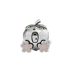 Подходит Pandora Charms браслеты Золушка клубника бусины с зеленым и красным CZ 100% 925 пробы-серебро-ювелирные изделия Бесплатная доставка