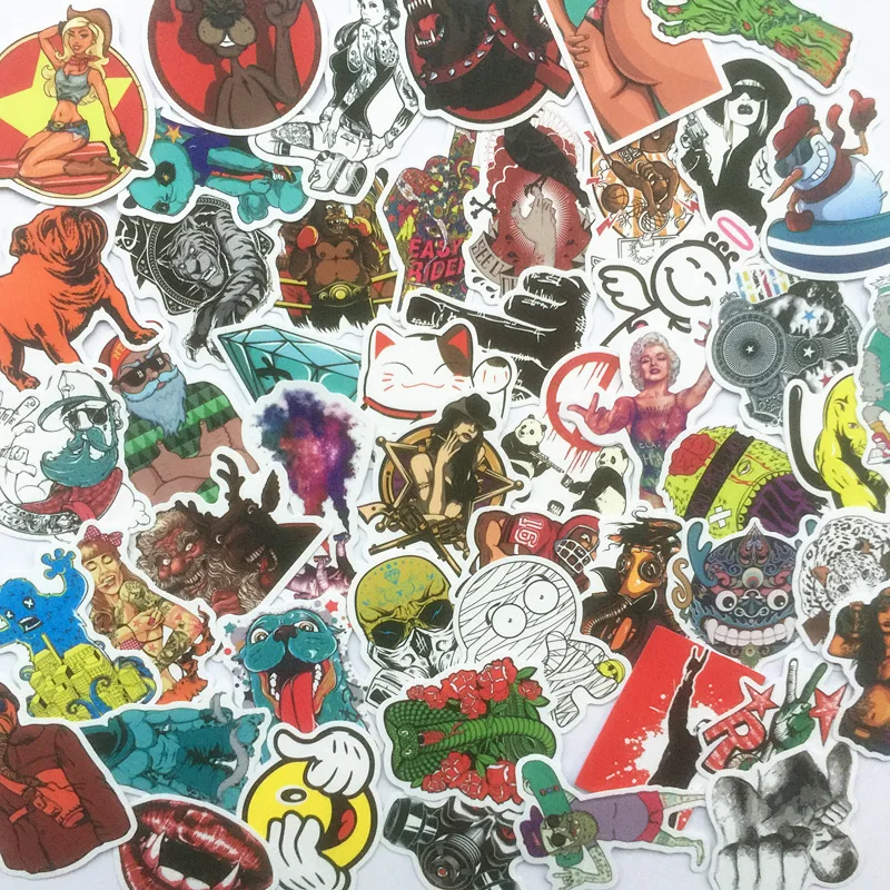 

50Pcs Graffiti fashion Pvc Waterproof Stickers For Laptop Motorcycle Luggage Guitar Decal Toy Sticker Home Furnishing decoration