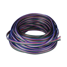 RGB светодиодный провод 4pin 22 AWG ПВХ удлинитель RGB+ черный провод кабель используется для SMD3528 5050 RGB светодиодный светильник