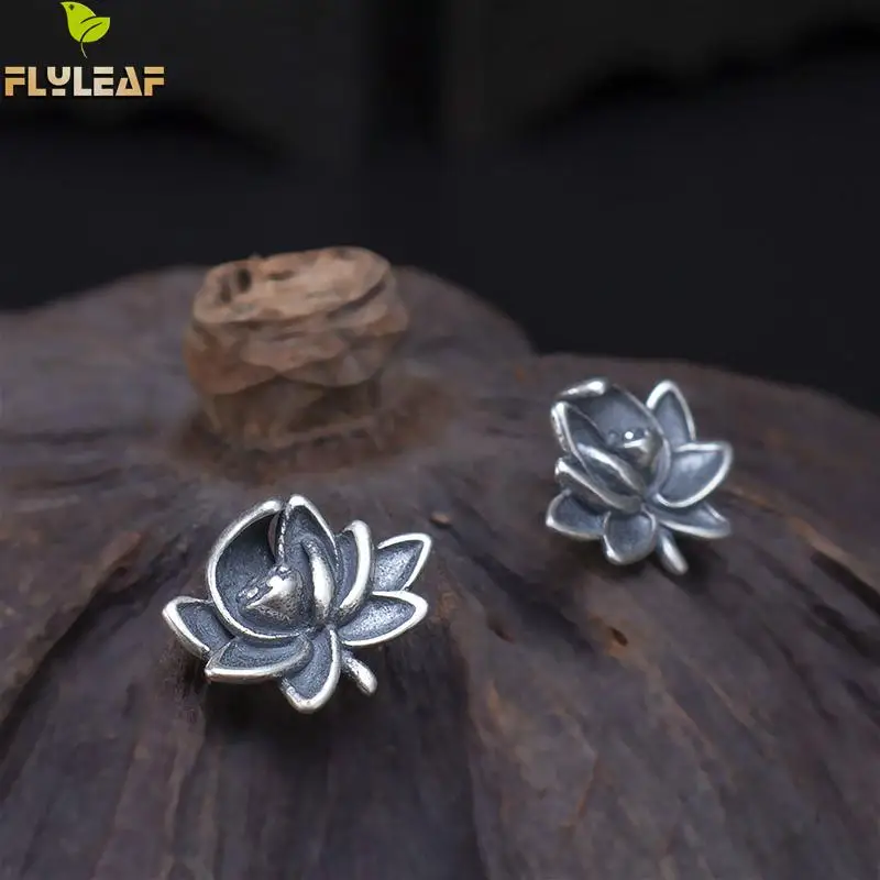 Серьги-гвоздики женские из серебра 925 пробы с цветком лотоса | Украшения и