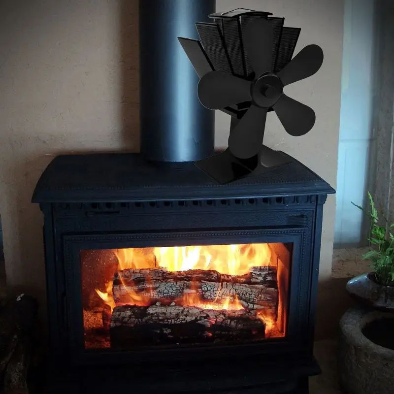 5 лопастей Тепловая автономная плита Верхний вентилятор Алюминиевый бесшумный экономия топлива для древесины бревна горелка для камина Ecofan
