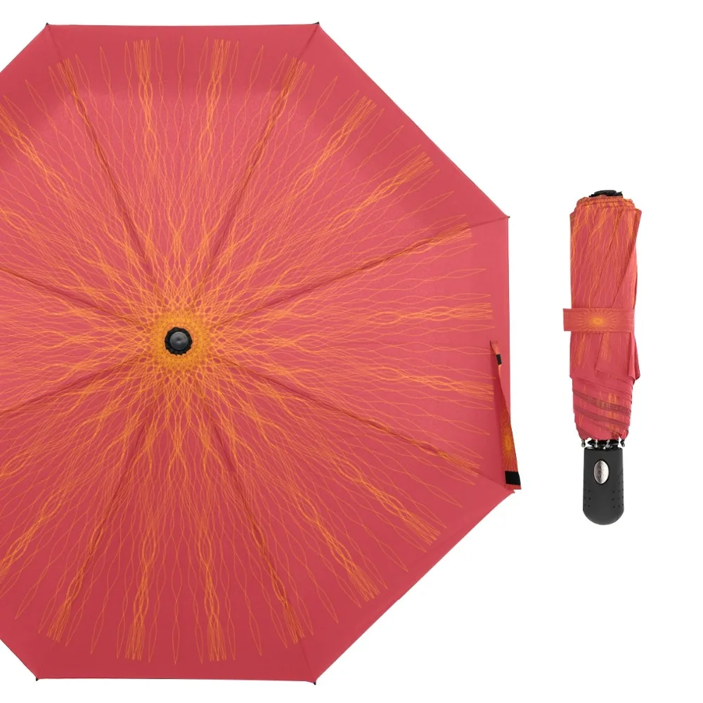 

Susino Yellow Line Travel Umbrellas Fully-automatic Open Pongee Compact Auto Open CLose Three-folding Umbrella