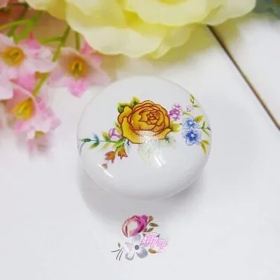 

Rural ceramic furniture knob Paeonia lutea porcelain drawer cabinet knob 38mm ceramic dresser cupboard door pull