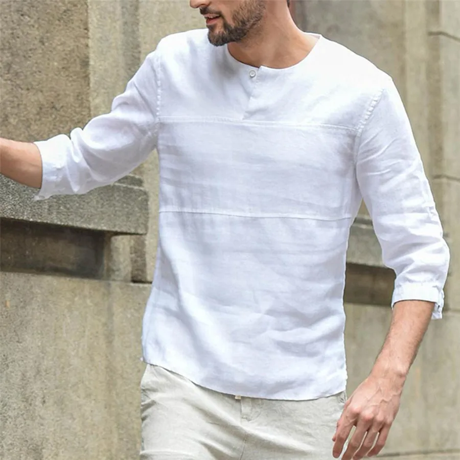 2019 fashion swimming suit for men long solid color cotton and cropped seven-quarter sleeve shirt camiseta surf hombre 30J22 (10)