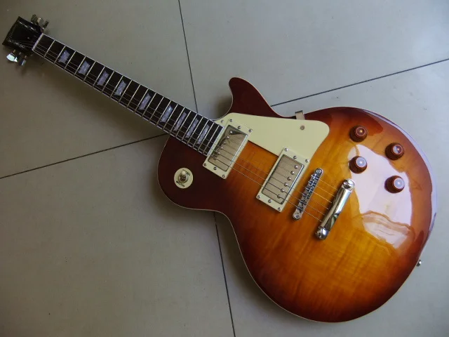 Wholesale Free shipping China G yellow color l Chinese paul lp standard electric guitar chrome SUNBURST 110615 Wholesale Free shipping China G yellow color l Chinese paul lp standard electric guitar chrome SUNBURST 110615