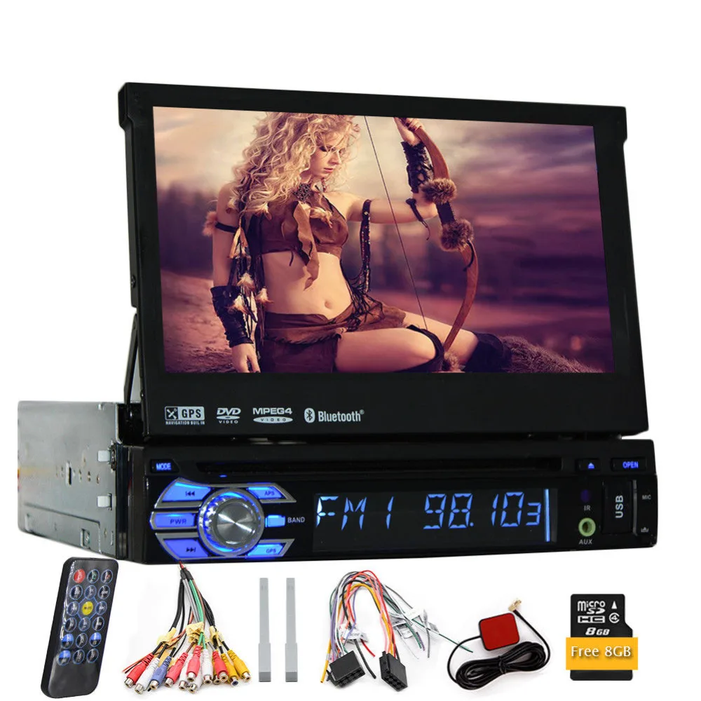 

7 Inch Capacitive Detachable Panel Single One Din Car Radio dvd Mutilmedia player Auto Radio 1 Din Bluetooth Gps Rear View Camer