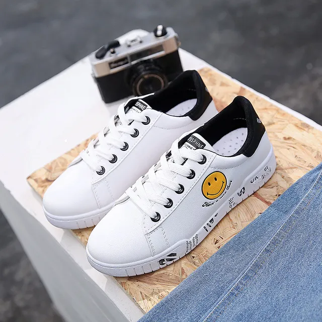 HXRZYZ women leather small white shoes cute canvas flat sneakers spring