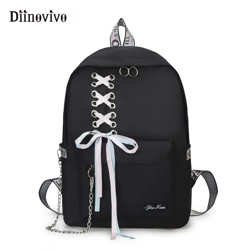 DIINOVIVO Fashion Big Capacity School Bag Laptop Backpack Female Canvas