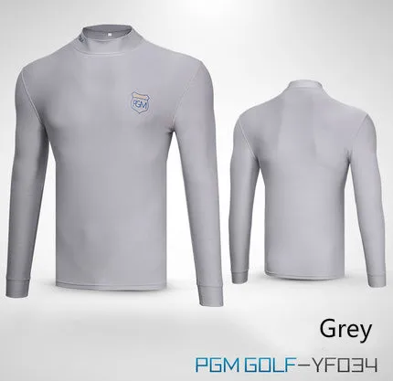 Grey PGM Golf primer Рубашка мужская футболка с длинными рукавами бархатные колготки Весенняя Спортивная одежда для мужчин 3 цвета черный, белый, серый Размер s-xxl - Цвет: Grey